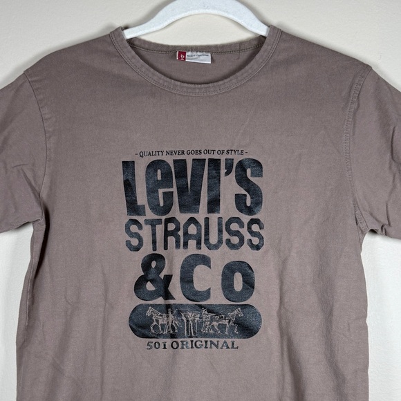 Vintage Levi’s Fitted Tee Shirt Brown Graphic T-shirt Heavy 90s/Y2K Sz S - Picture 3 of 7